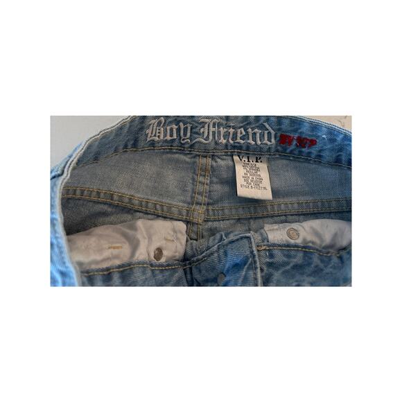 V.I.P Boyfriend Distressed Denim Blue Jeans Size 1/2 - Picture 5 of 5